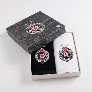Partizan Belgrade Towel Set – 2x Terry Cotton Towels 50x90 cm | Embroidered Crest | Official Fan Gift