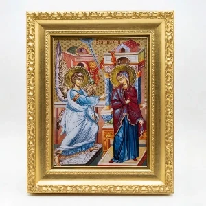 The Annunciation of the Theotokos luxury Orthodox icon with Archangel Gabriel - (41 x 33 cm) - glided