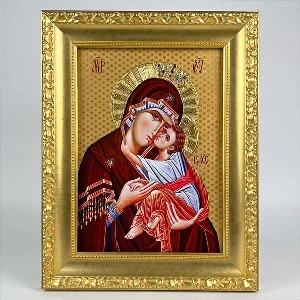 Theotokos Mother of God luxury Orthodox icon gold finish - 41 x 33 cm