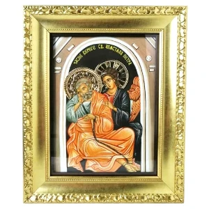 Veneration of St. Peter's Chains luxury Orthodox icon gold finish - (41 x 33 cm)