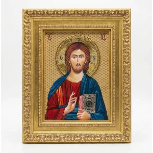 Jesus Christ Savior luxury Orthodox icon gold finish religious gift - 29 x 23 cm