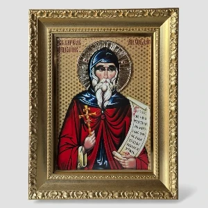 Velika slavska ikona Miholjdan Sveti Kirjak na drvetu 41x33 cm pozlacena