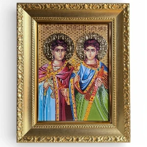St. Sergius and Bacchus Srdjevdan luxury Orthodox icon gold finish - (41 x 33 cm)