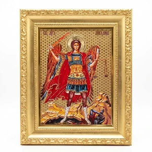 St. Michael the Archangel commander of heavenly host luxury icon gold finish - (41 x 33 cm)