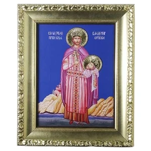 Large Slava icon Saint John Vladimir on wood 41x33 cm gilded