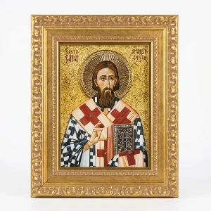 St. Sava Serbian Enlightener luxury Orthodox icon gold finish - 29 x 23 cm