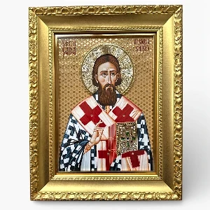 Velika slavska ikona Sveti Sava na drvetu 41x33 cm pozlacena