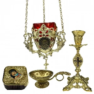 SLAVIC SET OF RELIGIOUS ITEMS GOLD - 4 ELEMENTS | SERBIANSHOP.COM
