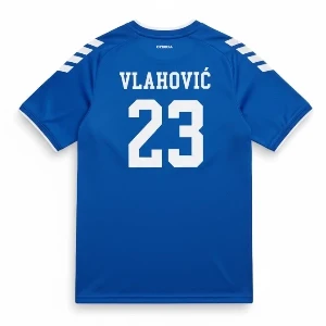 Kids' Serbia jersey Vlahovic 23 home replica 2025/26 - blue kit for children