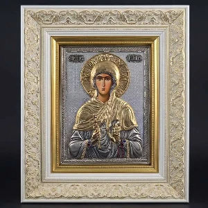 Metal icon of Saint Petka white frame SerbianShop 41 x 34 cm