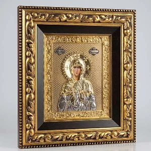 Velika metalna ikona Sveta Petka masivni drveni ram serbianshop 61 x 52 cm