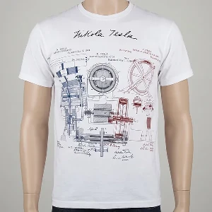 Men's T-Shirt, Nikola Tesla Patents  White, TeslaPatents