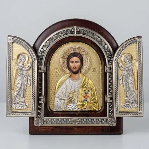 Christ the Savior folding wooden icon for home protection and prayer