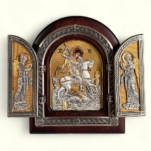St. George folding wooden icon for home protection and victory 22 x 18 cm