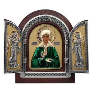 St. Matrona folding wooden icon for home protection and miracles 22 x 18 cm