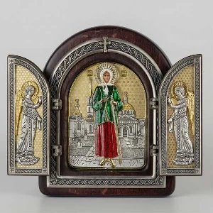 Saint Xenia of Petersburg folding wooden icon for family protection and home blessing