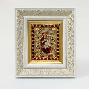Framed icon of the Virgin Mary Svecarica with gold plating SerbianShop - 29 x 25.5 cm 