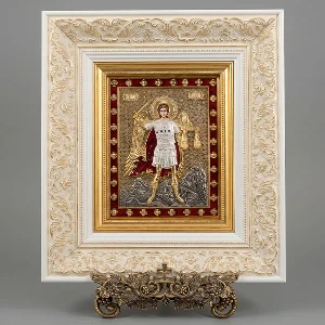 Framed icon of Archangel Michael with gold plating SerbianShop - 37.5 x 31.5 cm 