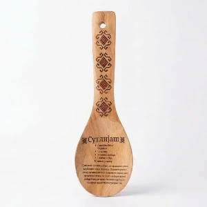 wooden spoon with an recepie for a traditional serbian sutlijas, souvenir
