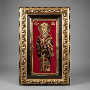 velika ikona sveti vasilije ostroski cudotvorac greda ram 80x60