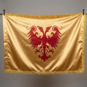 Svecana zlatna zastava Nemanjica 120x80 cm krep saten serbianshop