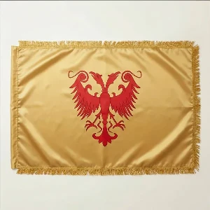 Velika zlatna svecana zastava Nemanjica 150x100 cm krep saten serbianshop