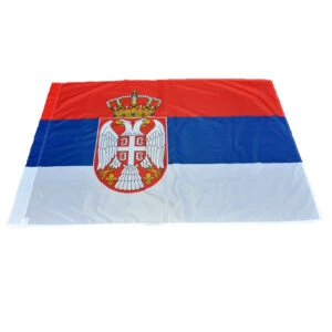 Velika drzavna zastava Srbije sa grbom 200x130 cm poliester serbianshop