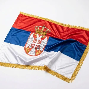 Ceremonial Serbian flag crepe satin 120x80 cm for offices SerbianShop