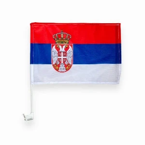Serbian car flag with plastic holder 40x25 cm SerbianShop