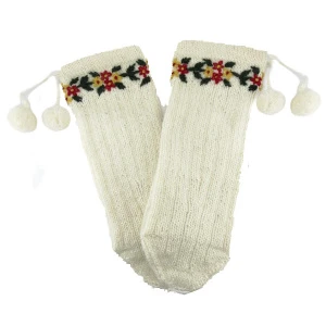WOMEN'S WOOL SOCKS FLORAL EMBRODIERY