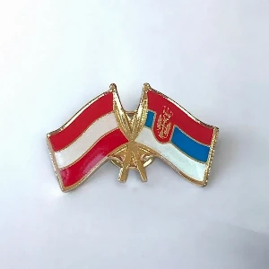 SERBIA - AUSTRIA FLAG BADGE