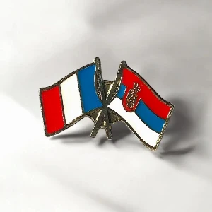 SERBIA - FRANCE FLAG BADGE