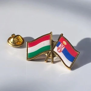 SERBIA - HUNGARY FLAG BADGE