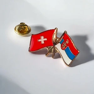 SERBIA - SWITZERLAND FLAG BADGE